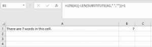 Excel Formula to Count the Number of Words in a Cell